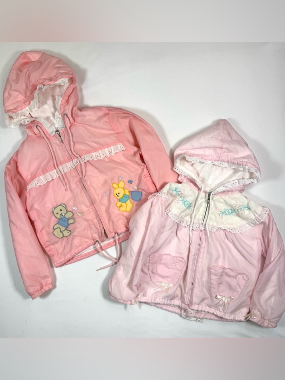 VINTAGE 90s Girl Jacket Lot 2T/24M Teddy Bunny Windbreaker Cottagecore Coquette
